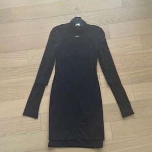 Off White stretch long sleeve black dress